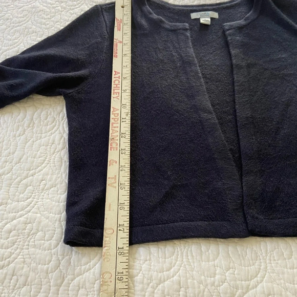 Croft & Barrow Navy Open Front Short Sleeve Cropped Bolero Cardigan Size Small - Picture 9 of 9